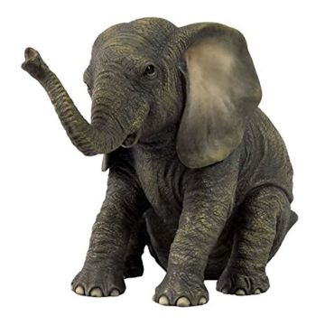 Veronese Design Baby Elephant Sitting Sculpture