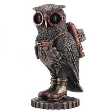Veronese Design Bronze Finish Steampunk Owl with Goggles and Jetpack