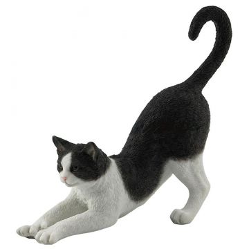 Veronese Design Black and White Cat Stretching Sculpture
