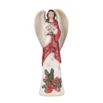 Transpac Poinsettia Angel with Star Figurine