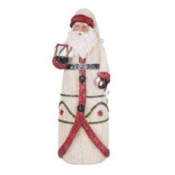 Transpac Resin Knitted Santa with Present