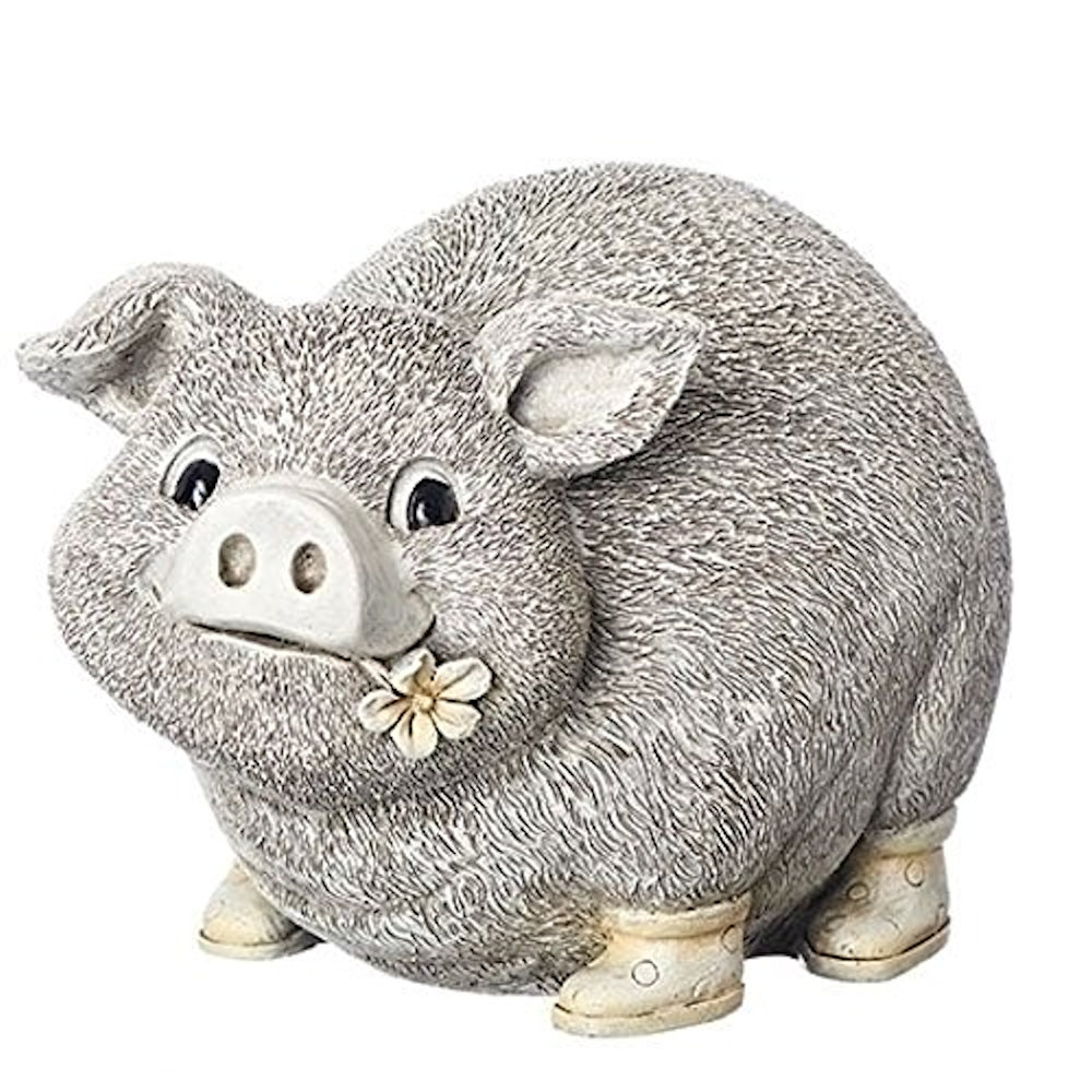 Roman Pudgy Pals Pig in Rain Boots Garden Statue