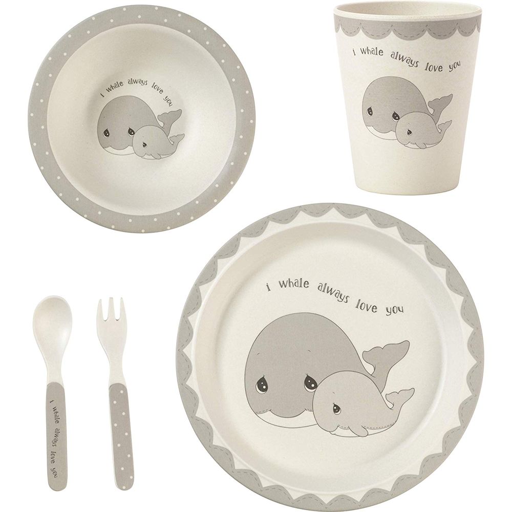 Precious Moments 5-Piece Whale Mealtime Bamboo Gift Set