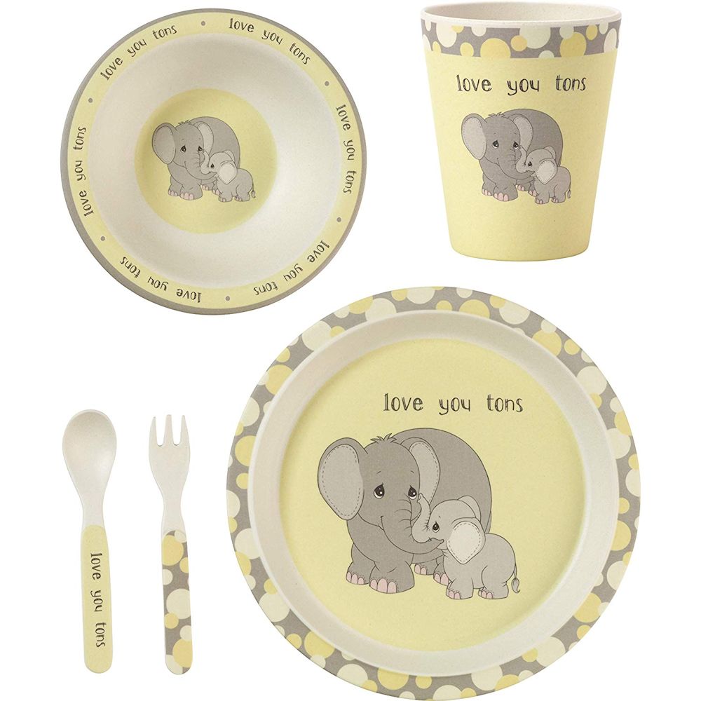 Precious Moments 5-Piece Elephant Mealtime Bamboo Gift Set