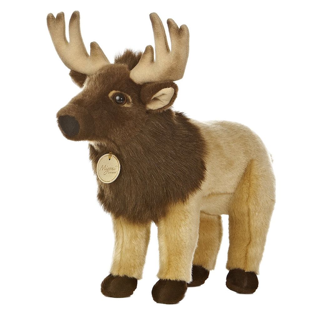 Aurora Realistic Stuffed Elk 14 Inch Plush Animal