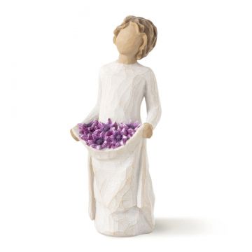 Willow Tree Simple Joys - Girl with Purple Flowers Figurine