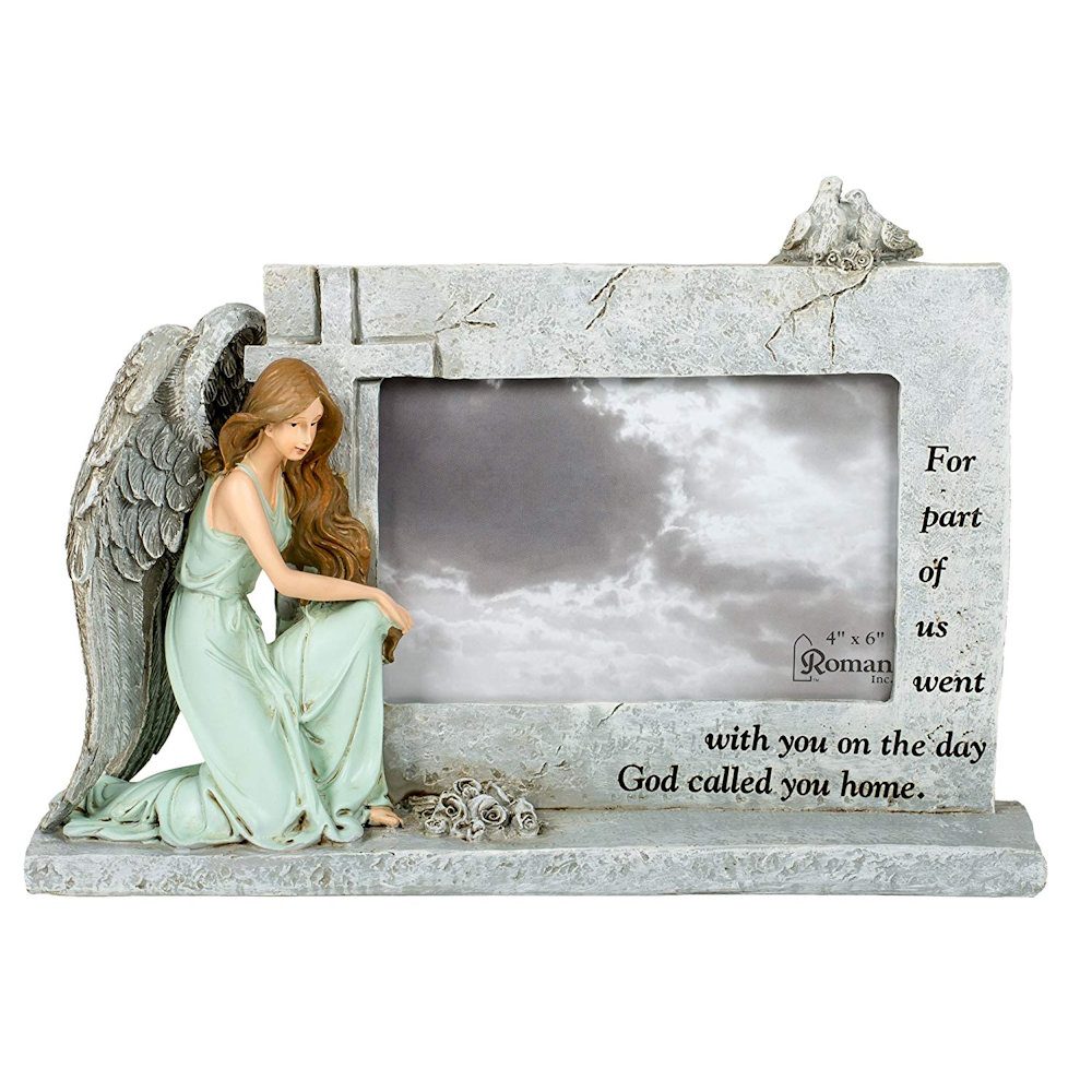 Roman Kneeling Angel Memorial 4" x 6" Photo Frame