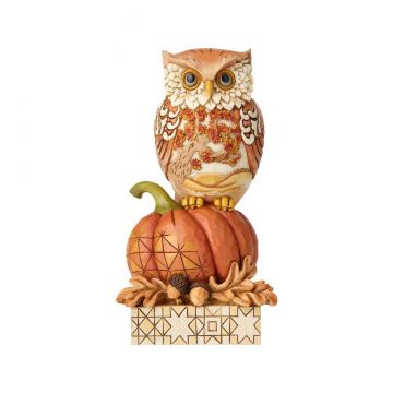 Jim Shore Harvest Owl on Pumpkin Figurine "Whoo Loves Autumn"