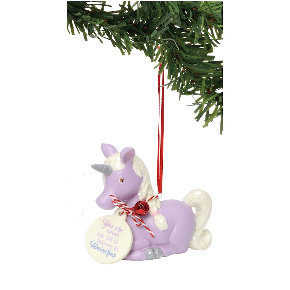 Snowpinions Sitting Unicorn Ornament - Purple