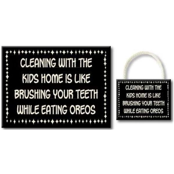 My Word! Cleaning the House 4.5 x 6 Hanging Wooden Sign