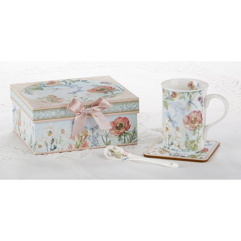 Delton Dragonfly Mug-Coaster-Spoon Set in Gift Box