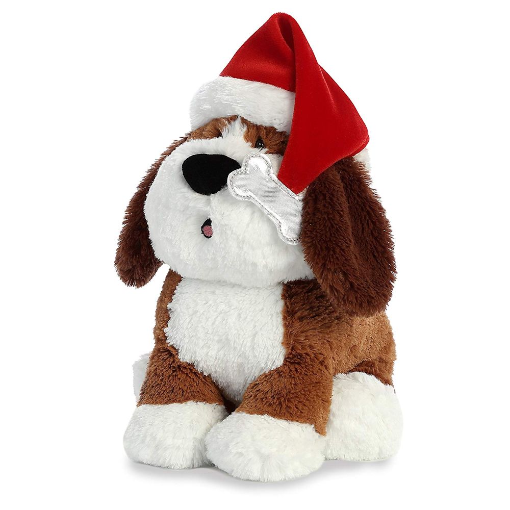 Aurora Hound with Sound 12 inch Plush Dog with Santa Hat