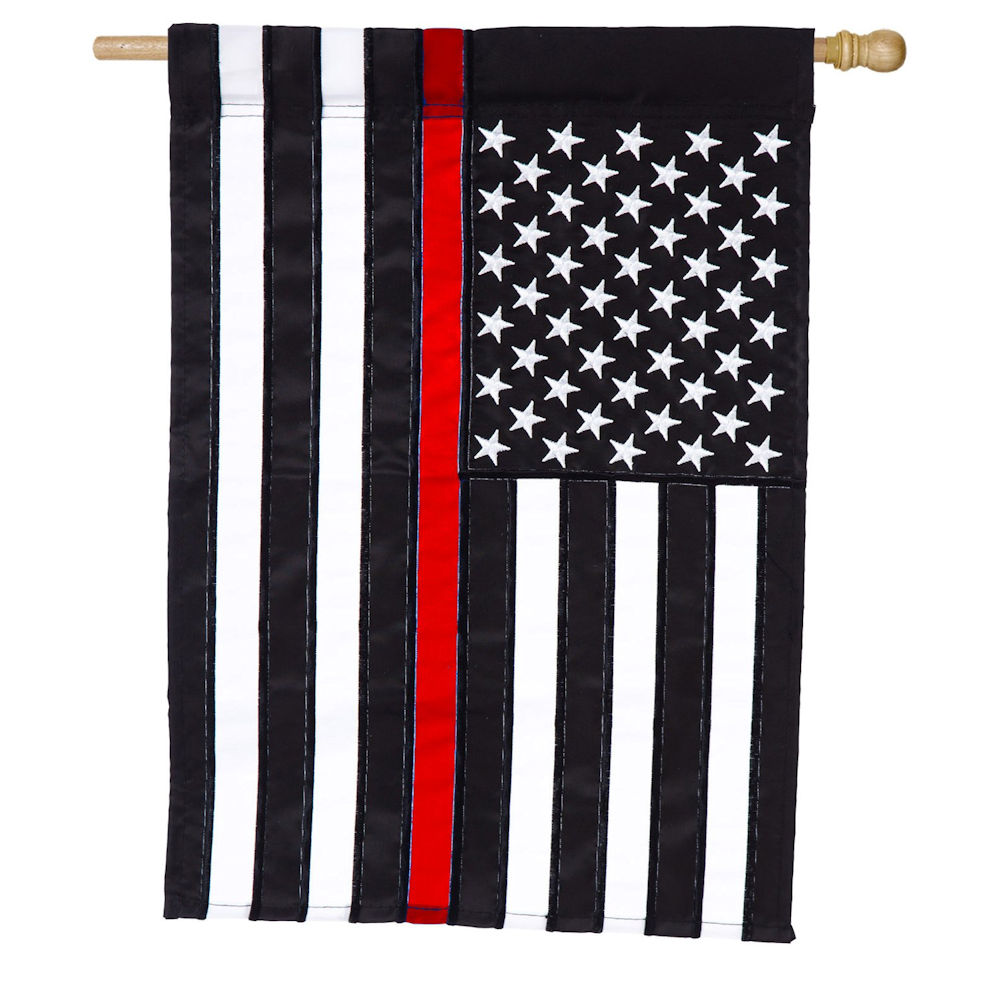 Evergreen Thin Red Line First Responders Applique House Flag
