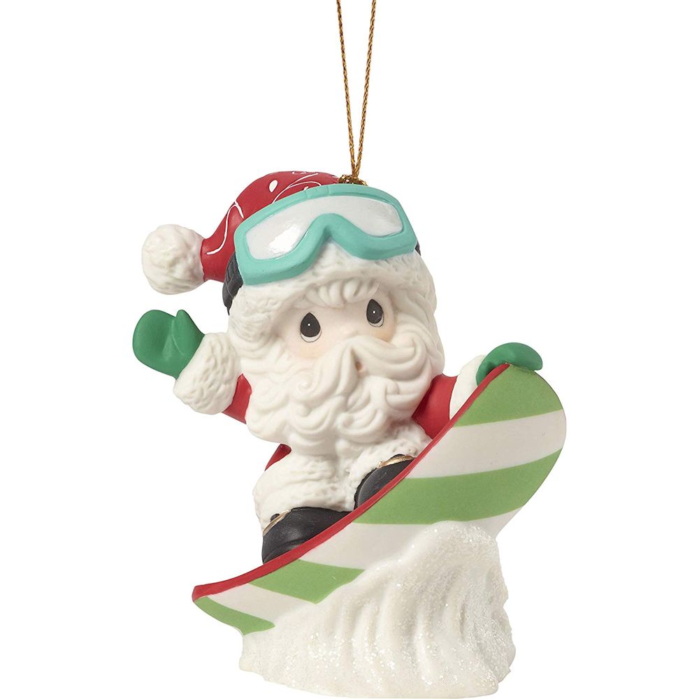 Precious Moments Santa On Snowboard Ornament - Have Some Holiday Fun