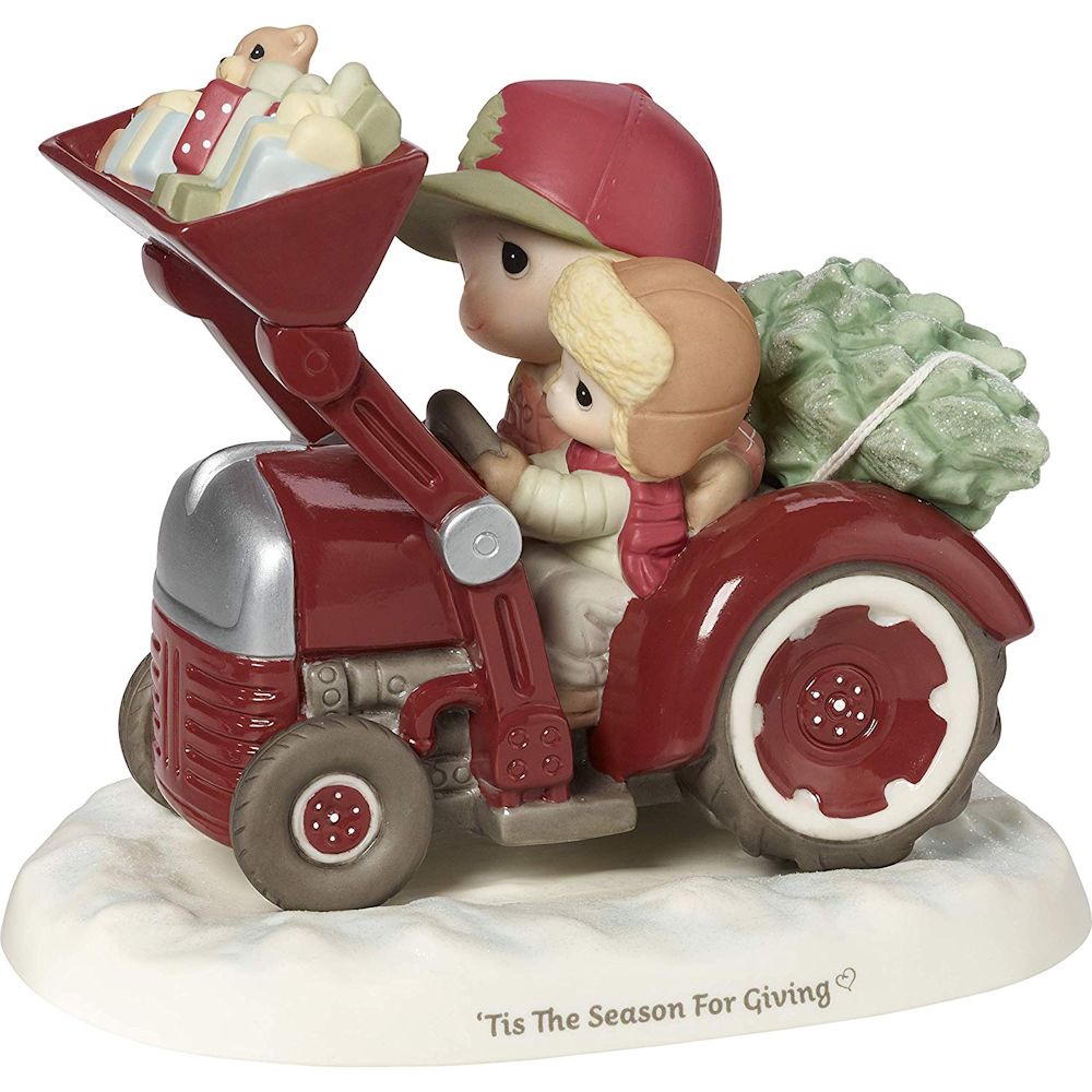 Precious Moments Dad And Son On Tractor With Tree Figurine