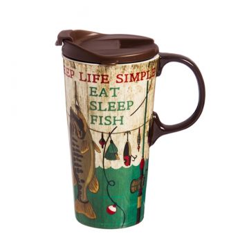 Cypress Home Keep Life Simple 17 oz Ceramic Travel Coffee Mug
