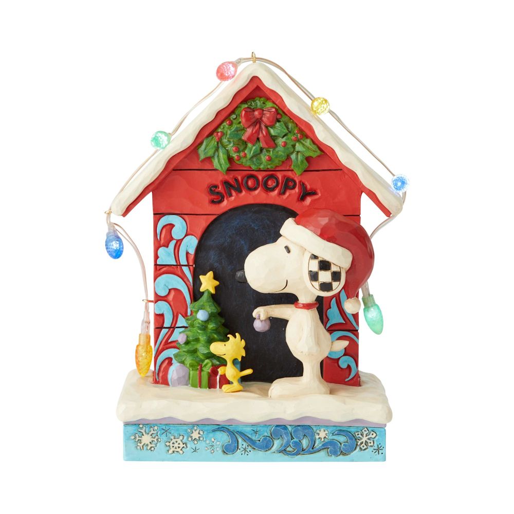 Heartwood Creek Merry and Bright - Snoopy by Dog House Figurine