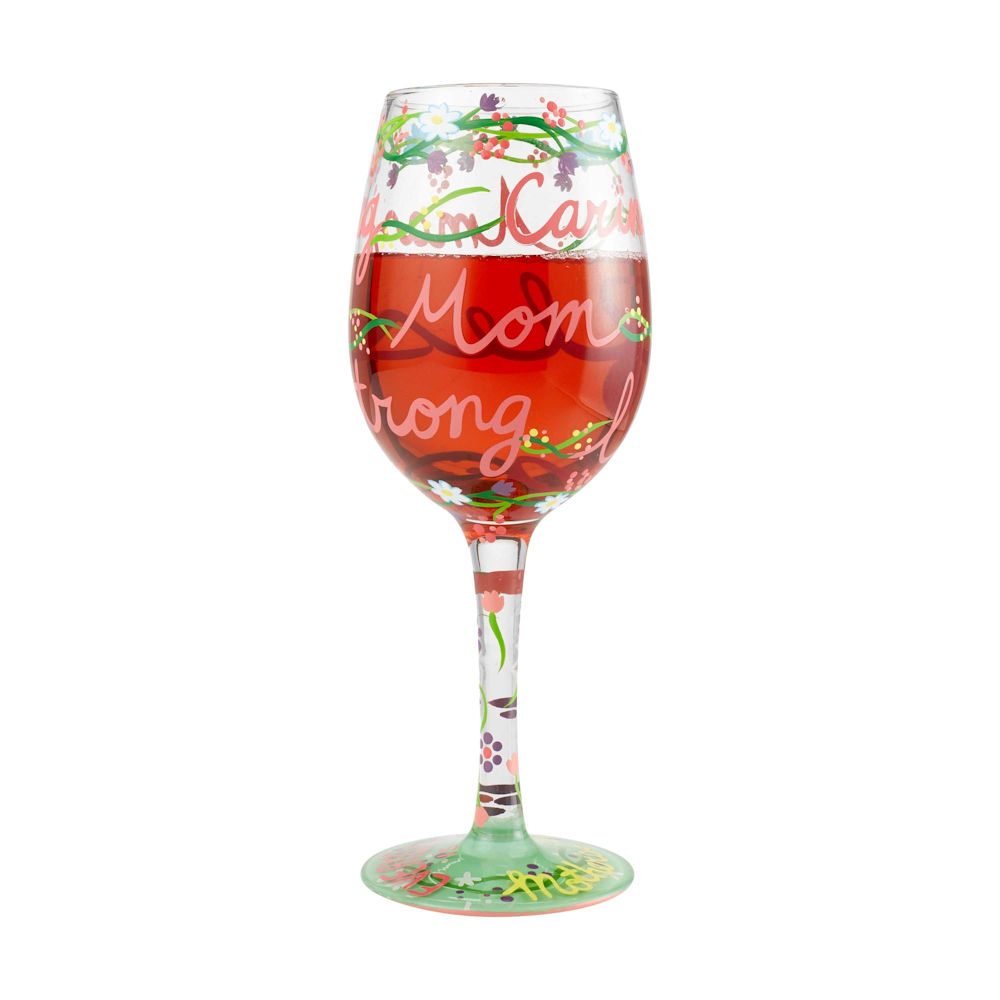 Lolita Mom Everyday Handpainted Wine Glass, 15 oz.