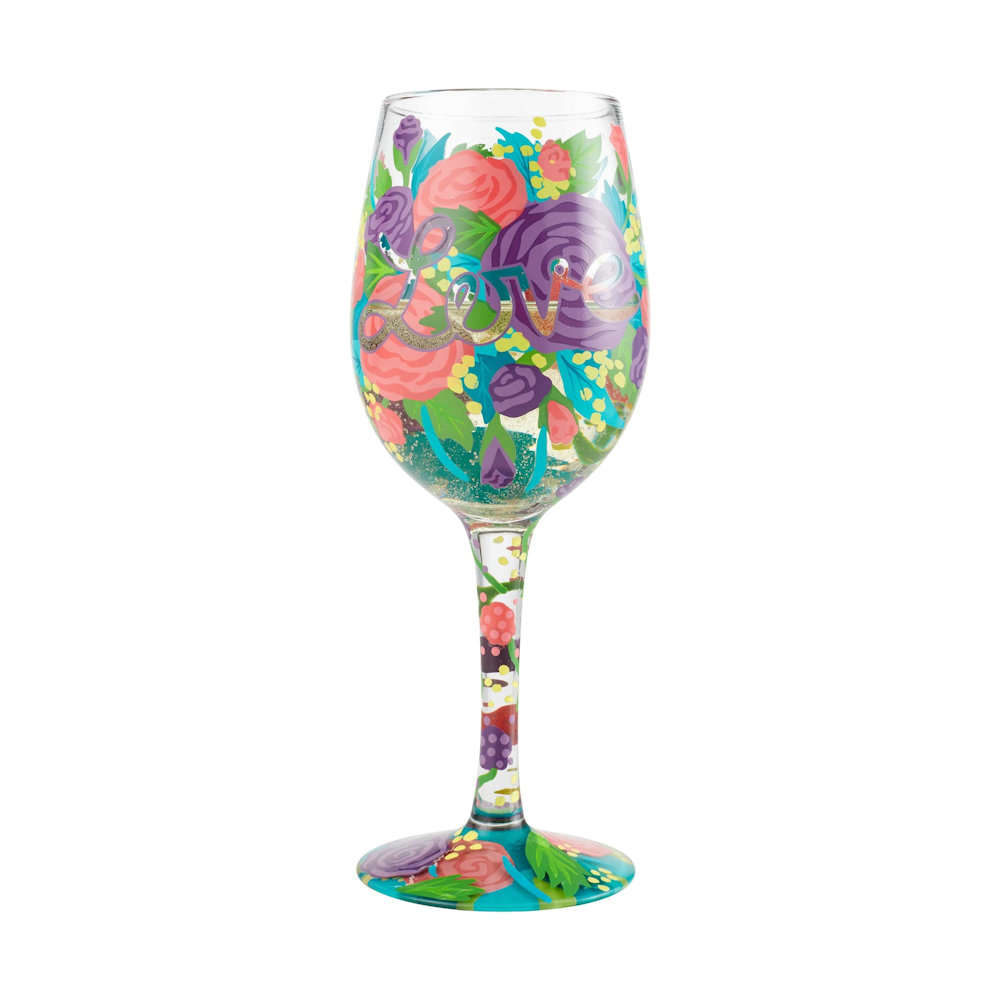 Lolita Love Handpainted Wine Glass, 15 oz.