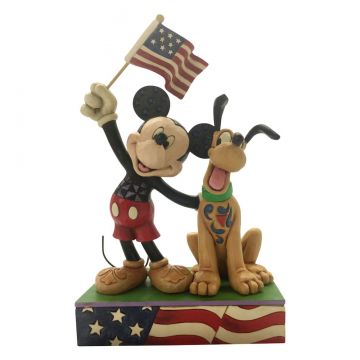 Jim Shore Disney Mickey and Pluto Patriotic Figurine "A Banner Day"