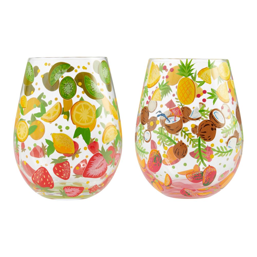 Lolita Tutti Fruiti Stemless Wine Glasses, Set of 2