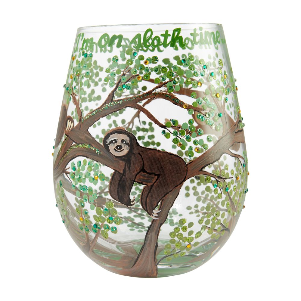 Lolita Sloth Time Stemless Wine Glass