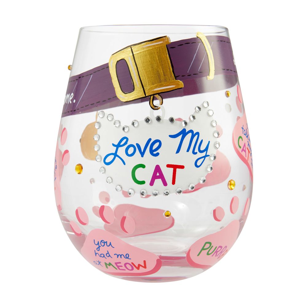 Lolita Love My Cat Stemless Wine Glass