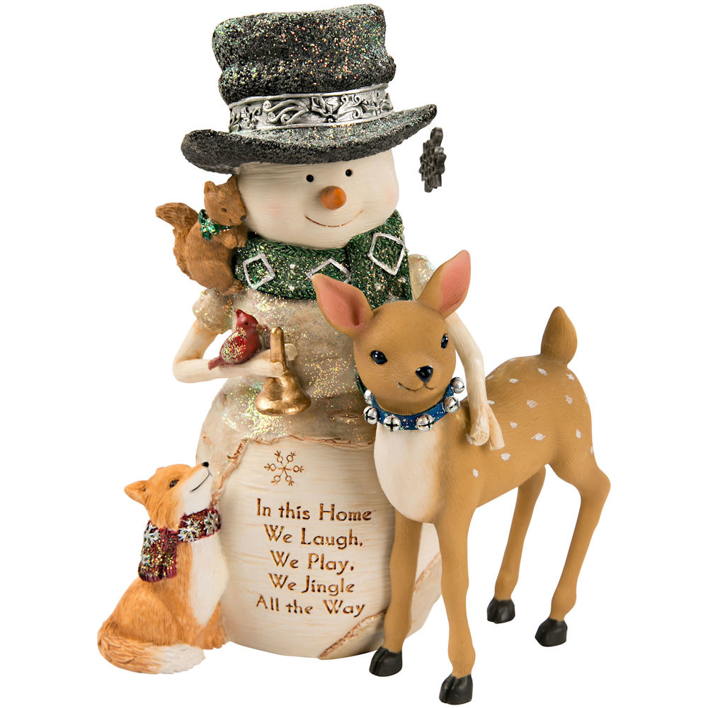 Pavilion Gift The Birchhearts Home - 6.5" Snowman with a Deer & Fox