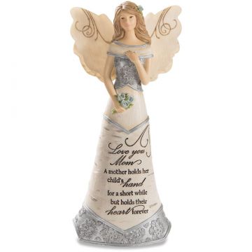 Pavilion Gift Elements Love You Mom - 7.5" Angel Holding Flowers