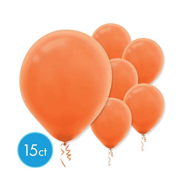 Amscan Orange Peel Solid Color Latex 12" Balloons - 15 Count