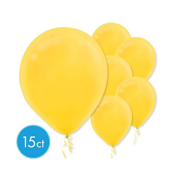 Amscan Yellow Sunshine Solid Color Latex 12" Balloons - 15 Count