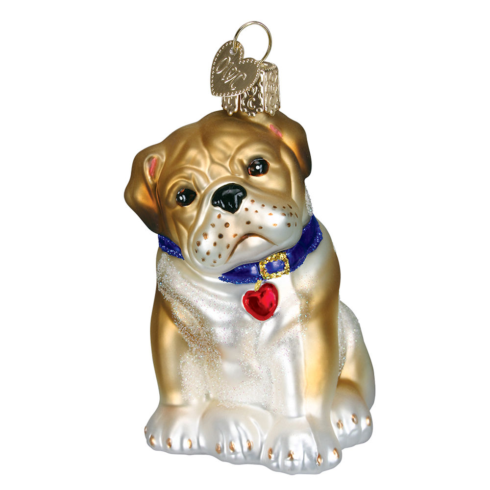 Old World Christmas Bull Pup Glass Ornament