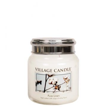Village Candle Pure Linen - Medium Metal Lid Apothecary Candle