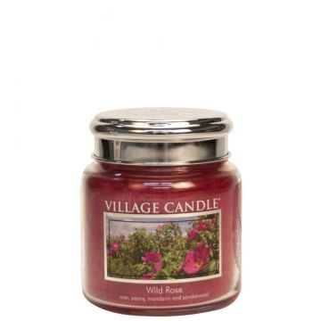 Village Candle Wild Rose - Medium Metal Lid Apothecary Candle