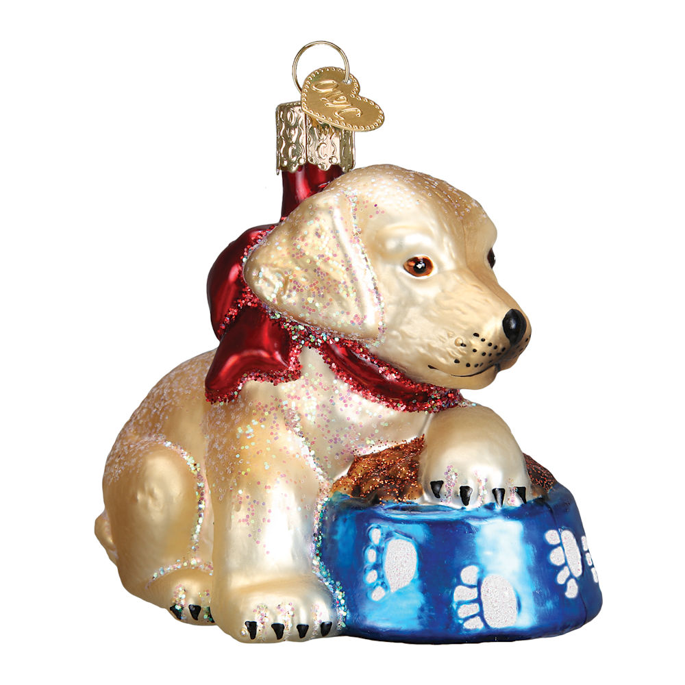 Old World Christmas Labrador Pup Glass Ornament