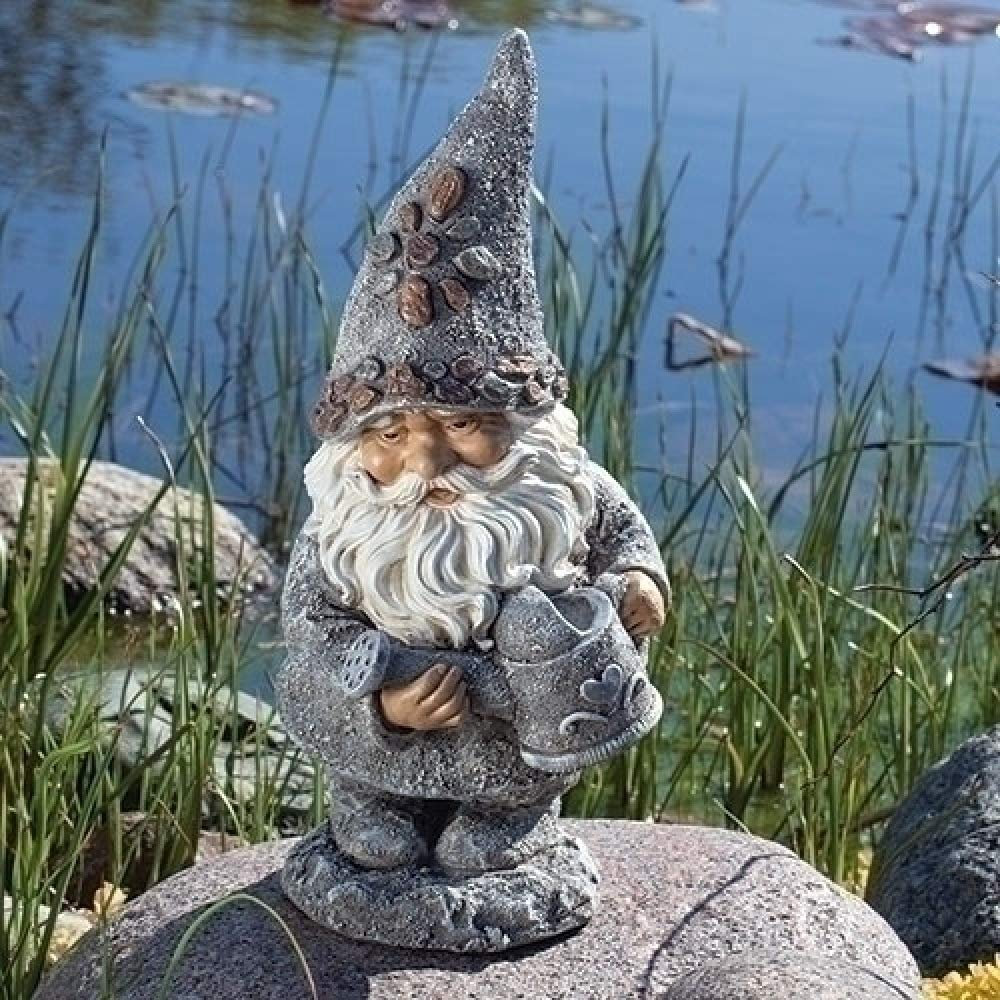 Roman 14" Gnome with Kettle Pebble Garden Statue