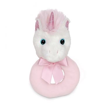 Bearington Baby Dreamer Plush Stuffed Animal Unicorn Soft Ring Rattle