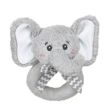 Bearington Baby Lil' Spout Elephant Plush Ring Rattle