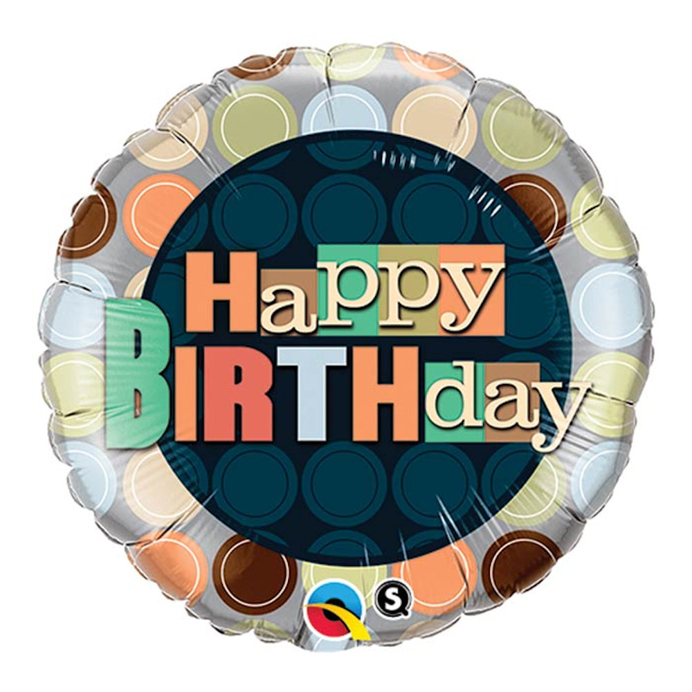 burton+BURTON 18" Happy Birthday Dots Foil Balloon