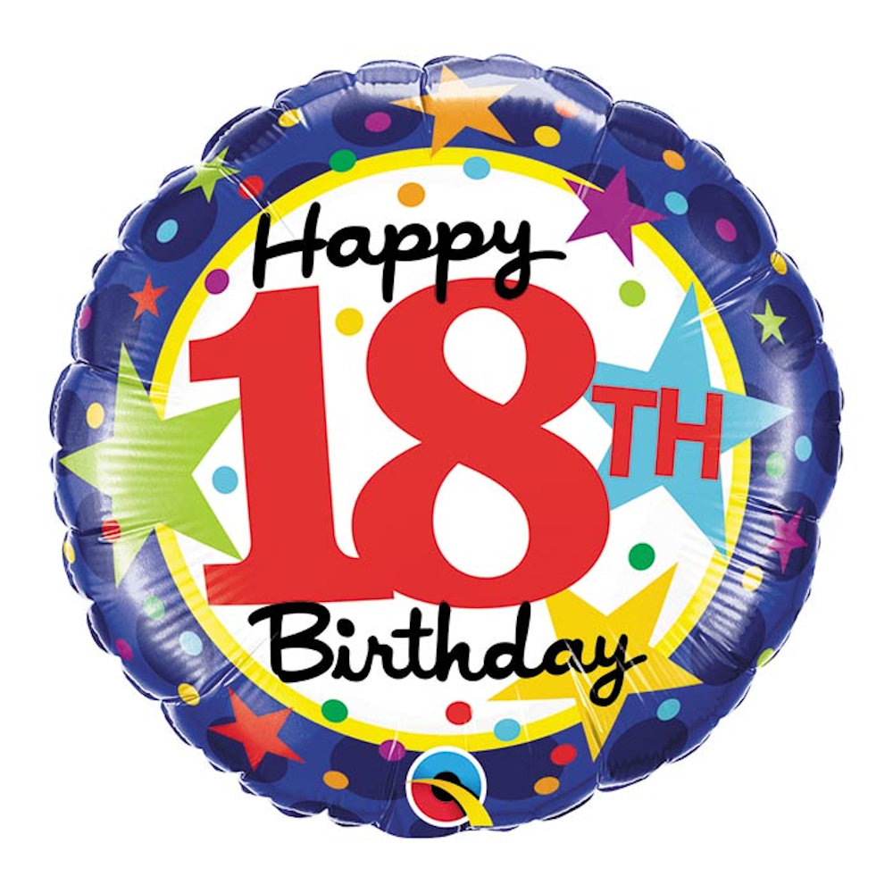 burton+BURTON 18" Happy 18th Birthday Stars Balloon