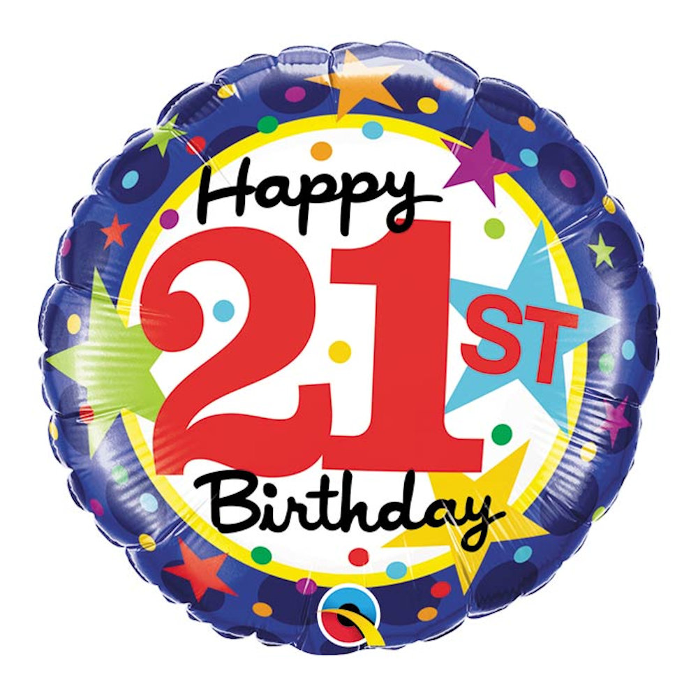 burton+BURTON 18" Happy 21st Birthday Stars Balloon