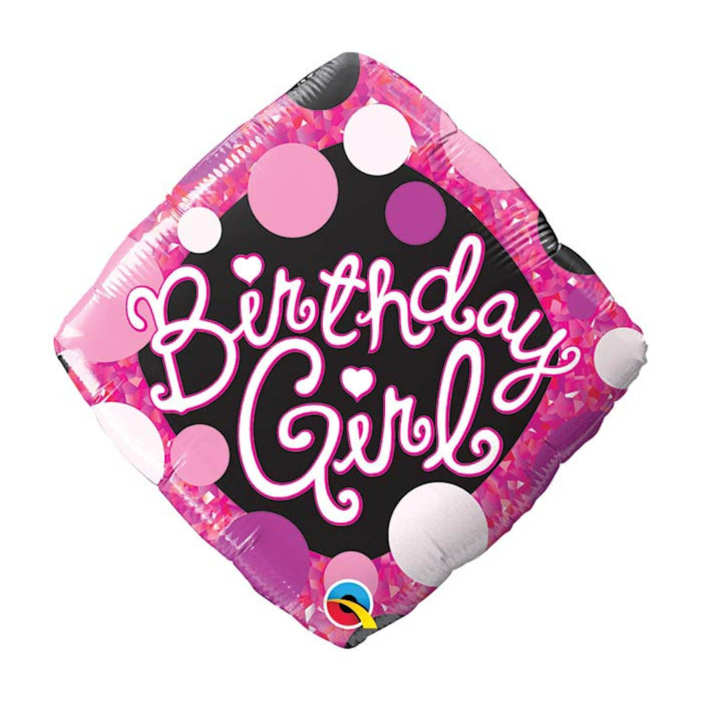 burton+BURTON 18" Birthday Girl Pink and Black Foil Balloon