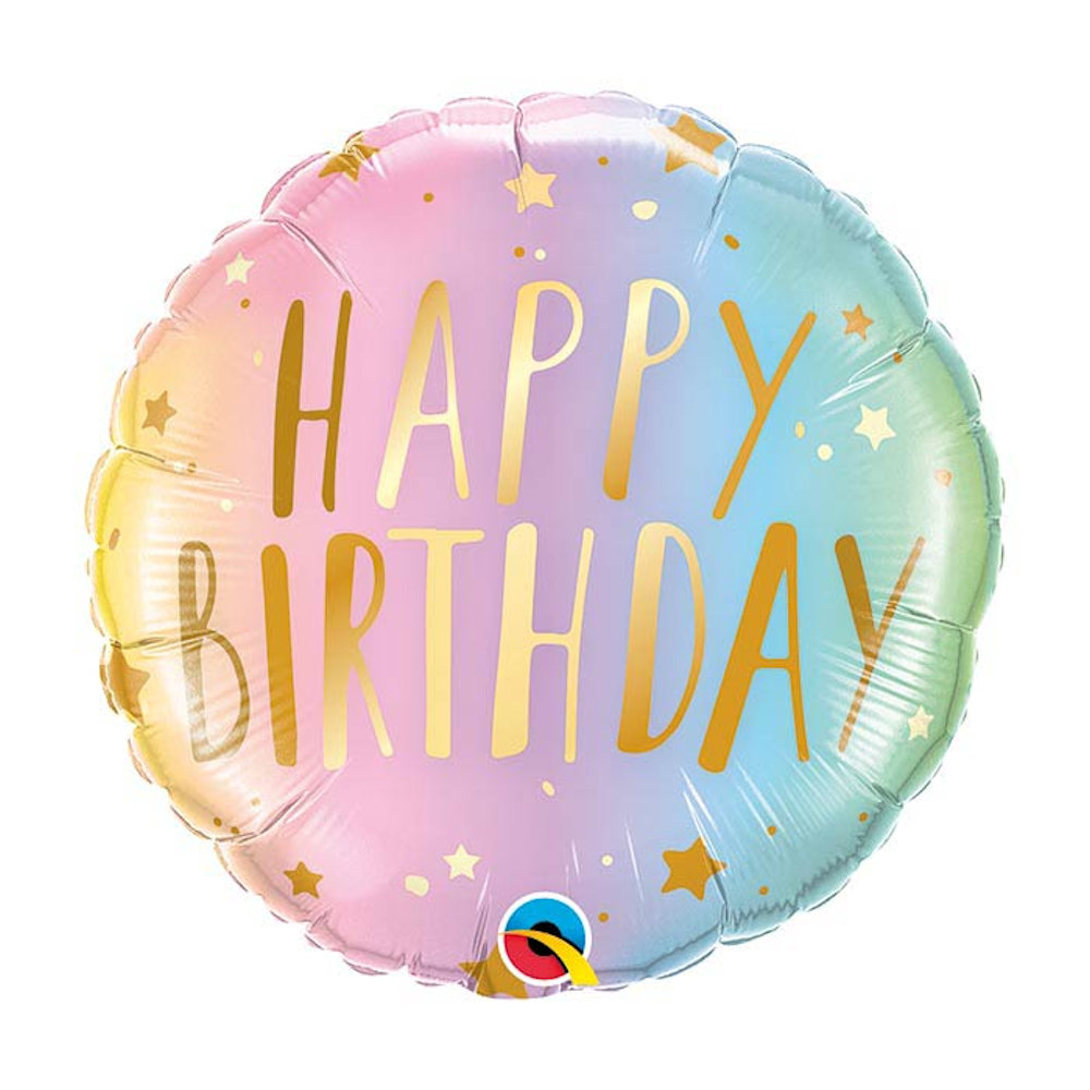 burton+BURTON 18" Happy Birthday Pastel Ombre and Stars Balloon