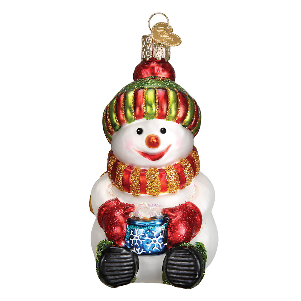 Old World Christmas Snowman With Cocoa Glass Ornament