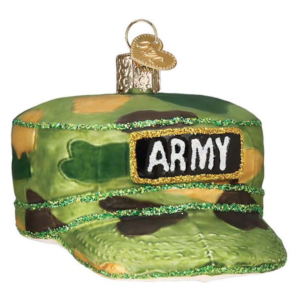Old World Christmas Army Cap Glass Ornament