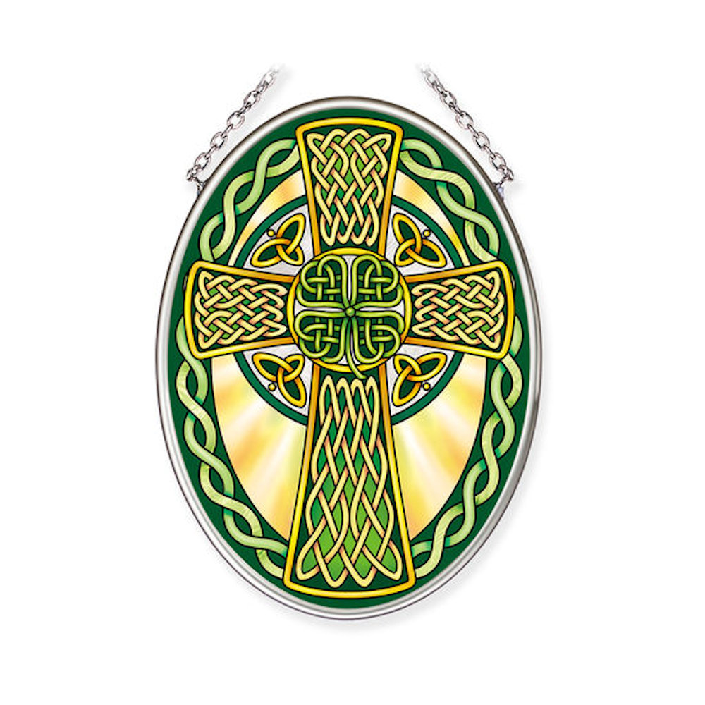 Amia Historic Celtic Cross Small Oval Suncatcher