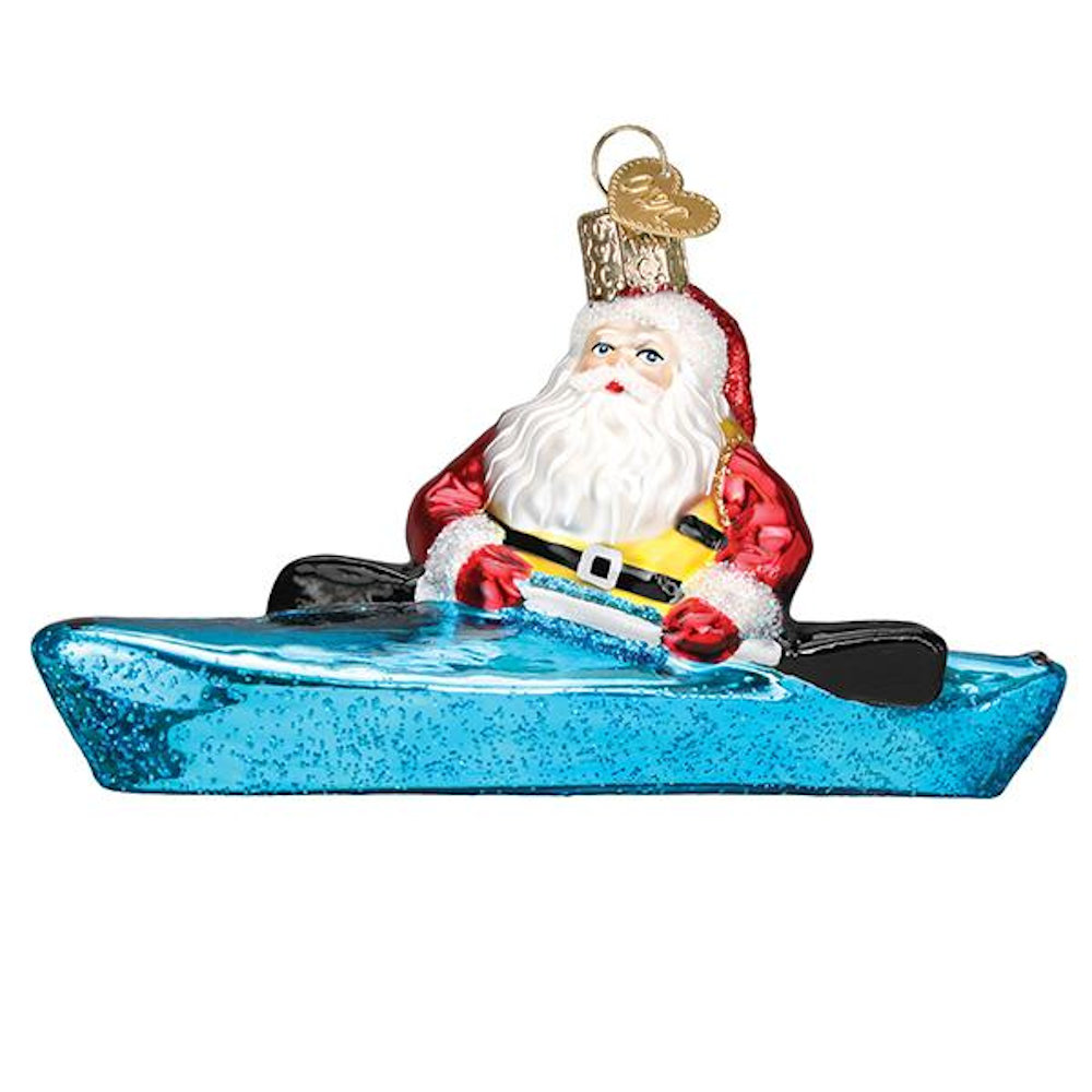 Old World Christmas Santa In Kayak Ornament