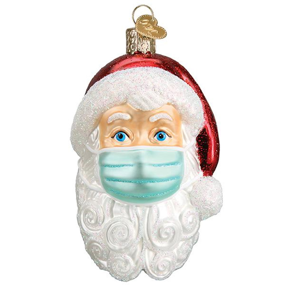 Old World Christmas Santa With Face Mask Ornament