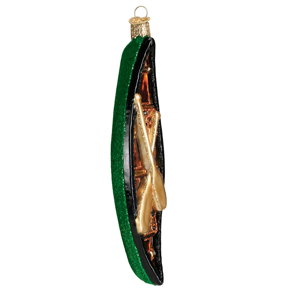 Old World Christmas Green Canoe Glass Ornament