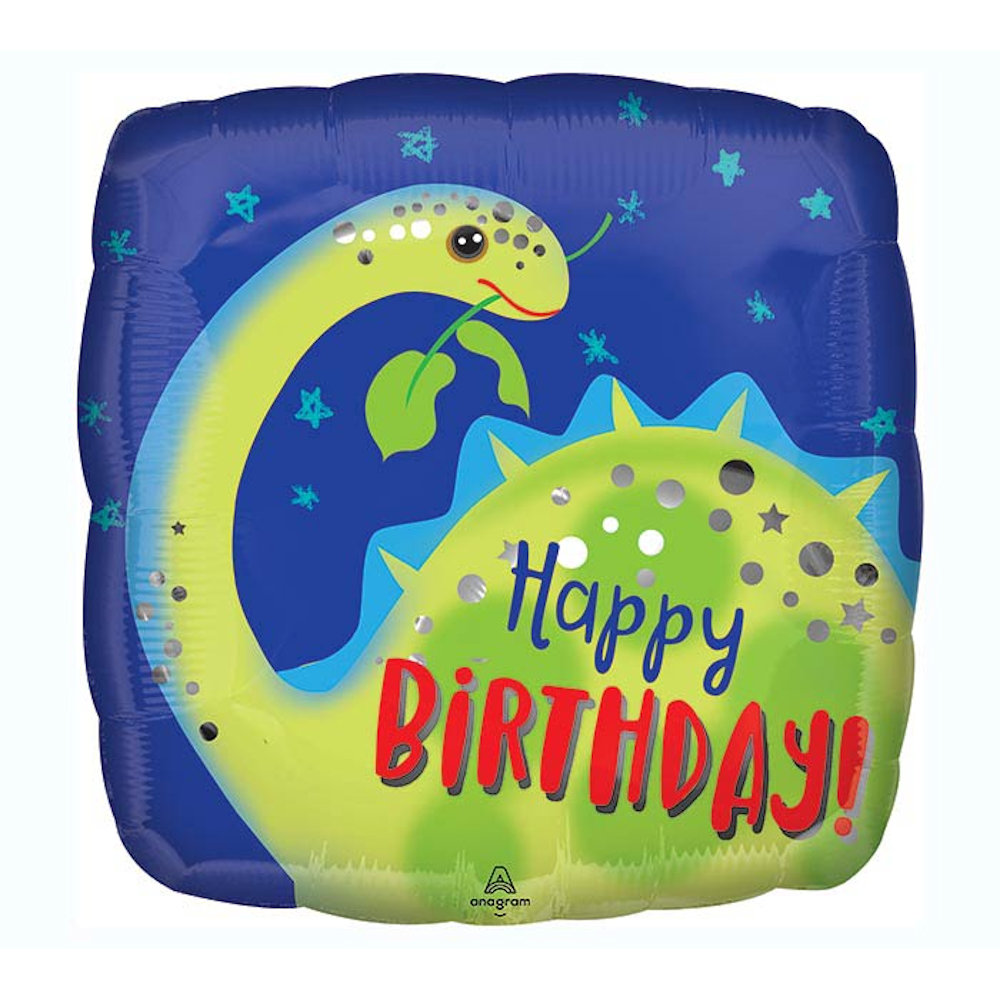 burton+BURTON 17" Happy Birthday Brontosaurus Square Balloon